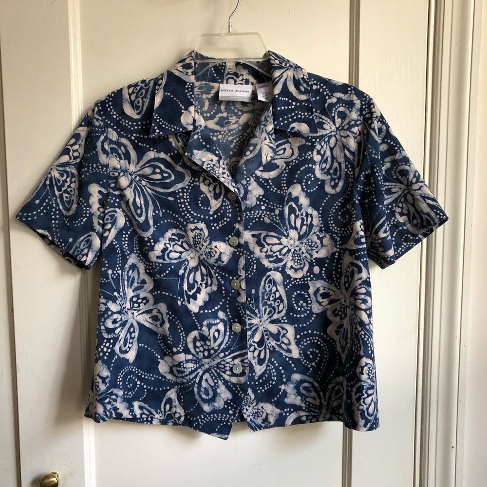 Blue Butterfly Button Down Dad Shirt